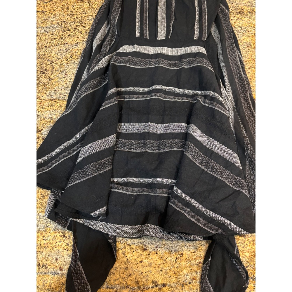 Drew Black‎ White Striped Linen Blend Tie Waist Sleeveless Midi Dress Womens M - Picture 6 of 8